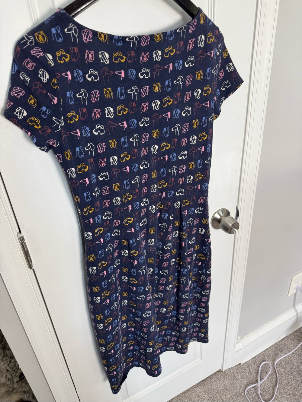 Boden Navy Short-Sleeve Dress with Multicolor Novelty Print - Picture 2 of 6